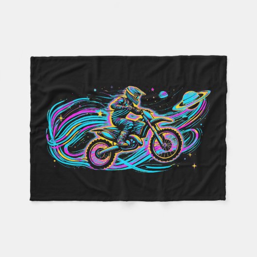 Reiten durch den Weltraum - Motocross Rider Fleecedecke (Vorderseite (Horizontal))
