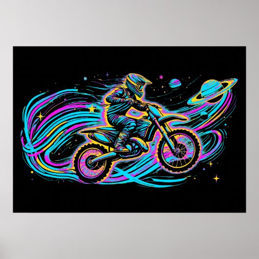 Reiten durch den Weltraum - Motocross Rider Poster (Vorne)