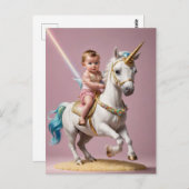 Reiten eines Einhorns Postkarte (Vorne/Hinten)