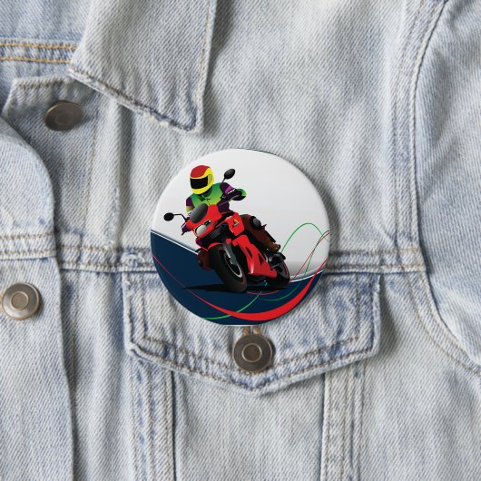 Reiten eines roten Motorrades Button (Beispiel)