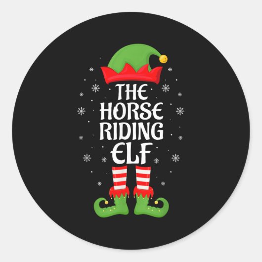 Reiten Elf Xmas Familie Matching Elf Squad Ch Runder Aufkleber (Vorderseite)