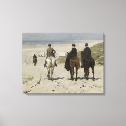 Reiten entlang des Strandes - Leinwand der Kunst (Vorderseite)
