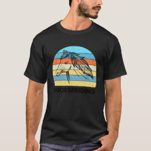 Reiten Farbiger Sonnenuntergang Hintergrund Pferd T-Shirt