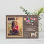 Reiten Foto Geburtstagsparty Einladung (Stehend Vorderseite)