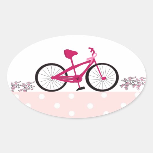 Reiten für einen heilenden rosa Bicyle Ovaler Aufkleber (Vorderseite)