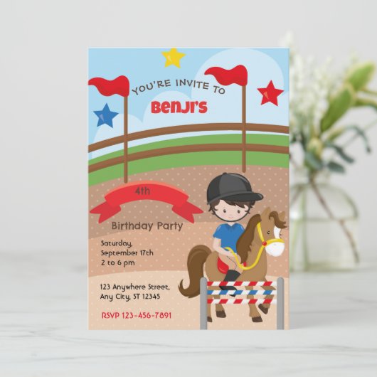 Reiten Geburtstagsparty Einladung (Stehend Vorderseite)