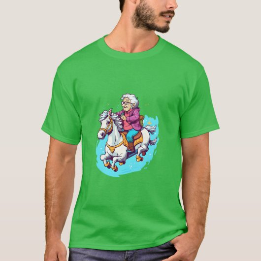 Reiten Grandma Reiten Kawaii T-Shirt (Vorderseite)