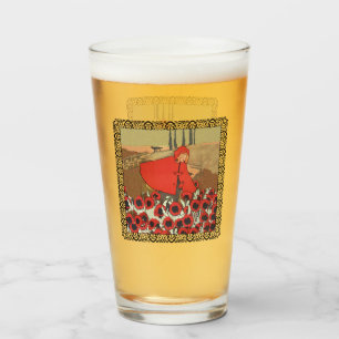 Reiten Hood Picken Rote Blume Wolf auf Hügel Glas