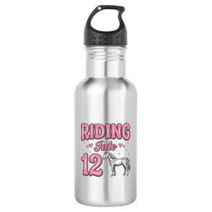 Reiten in 12 Pferdegeburtstags-Vektor-Design_1 Edelstahlflasche