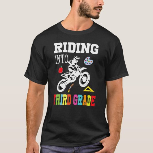 Reiten in das 3. Klasse Bike Biker Zurück zur Schu T-Shirt (Vorderseite)