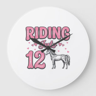 Reiten in den 12 Pferde-Geburtstags-Vektor-Design_ Große Wanduhr