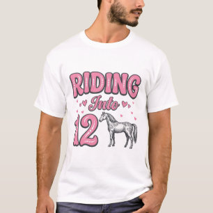 Reiten in den 12 Pferde-Geburtstags-Vektor-Design_ T-Shirt