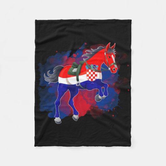 Reiten Kroatien Flagge Fleecedecke (Vorderseite)