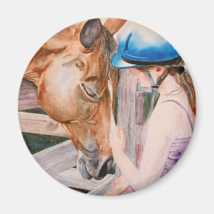 Reiten-Mädchen und ihr Pferdetier-Liebhaber Magnet