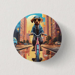 Reiten mit dem Fahrrad in der Stadt Button