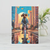 Reiten mit dem Fahrrad in der Stadt Einladung (Stehend Vorderseite)