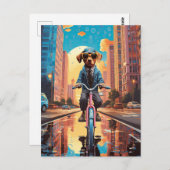 Reiten mit dem Fahrrad in der Stadt Postkarte (Vorne/Hinten)