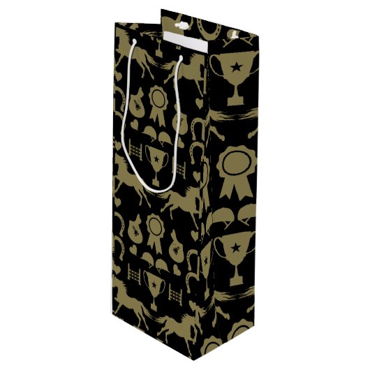 Reiten mit Gold Geschenktüte Für Weinflaschen (Vorderseite Schrägansicht)