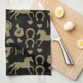 Reiten mit Gold Geschirrtuch (Viertel Falte)