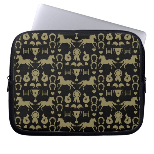 Reiten mit Gold Laptopschutzhülle (Vorderseite)