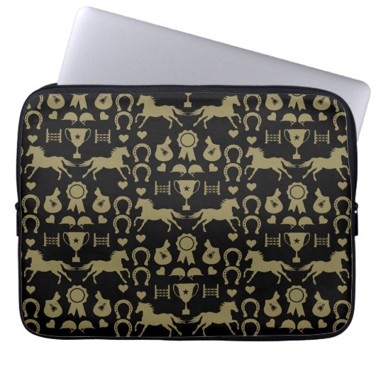 Reiten mit Gold Laptopschutzhülle (Vorderseite)