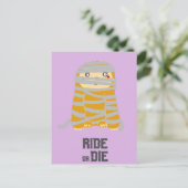 Reiten oder Die Mummy Sloth Halloween Postkarte (Stehend Vorderseite)
