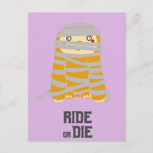 Reiten oder Die Mummy Sloth Halloween Postkarte (Vorderseite)