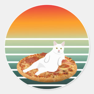 Reiten Pizza Retro Runder Aufkleber