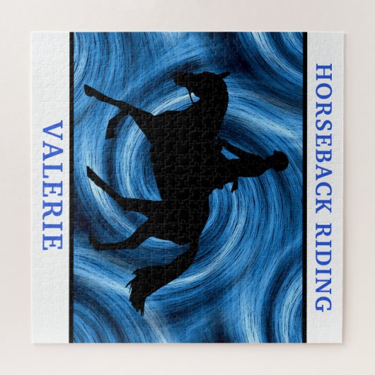 Reiten Reiten & Reiten Blauer Swirl Puzzle (Horizontal)
