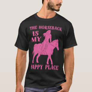 Reiten Reiten Reitpferd mein Happy Place Pferd Vau T-Shirt