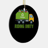 Reiten schmutziger Müllwagen Recycelnd Mann Keramik Ornament (Rechts)