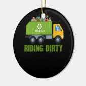 Reiten schmutziger Müllwagen Recycelnd Mann Keramik Ornament (Links)