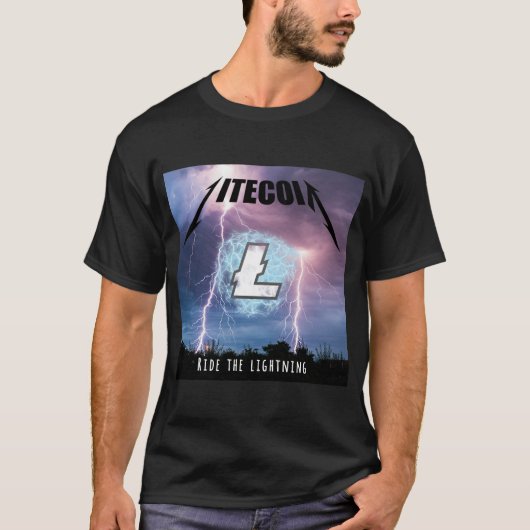 Reiten Sie den Blitz mit Litecoin T-Shirt (Vorderseite)