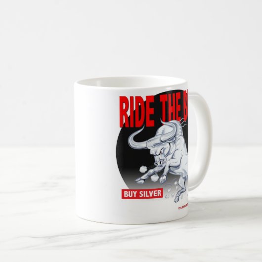 Reiten Sie die silberne Stier-TASSE Kaffeetasse (VorderseiteRechts)