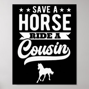 Reiten Sie ein Pferd auf dem Cousin Funny Horseck  Poster
