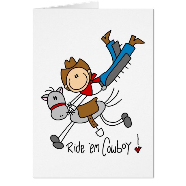 Reiten Sie sie Cowboy-Strichmännchen-Karte (Vorne)