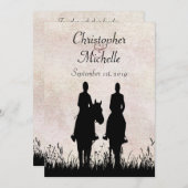 Reiten Silhouette Couple Sunset Wedding Einladung (Vorne/Hinten)
