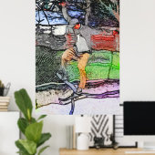 Reiten - Skateboarder-Design für Cartoon Poster (Heimbüro)