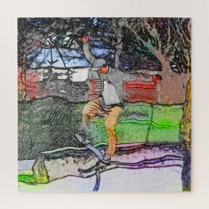 Reiten - Skateboarder-Design für Cartoon Puzzle