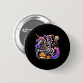 Reiten Skeleton Einhorn Halloween Kostüm Button (Vorne & Hinten)