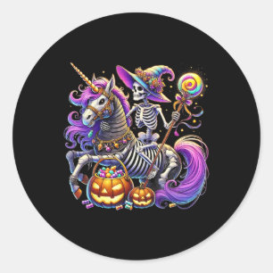 Reiten Skeleton Einhorn Halloween Kostüm Runder Aufkleber