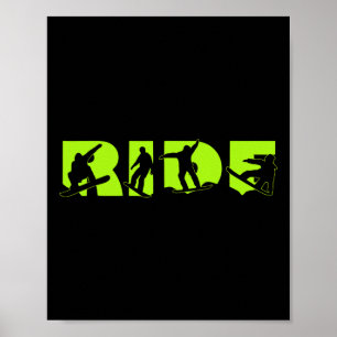 Reiten Snowboard Shock Green Snowboard Green Ride  Poster