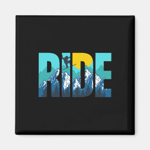 Reiten Snowboarden Pisten Sunset Grafik Magnet
