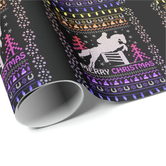 Reiten Springen Frohe Weihnachtswrapping Geschenkpapier (Rolleneckpunkt)