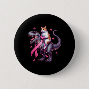 Reiten T Rex Dinosaurier. Brustkrebs-Bewusstsein Button