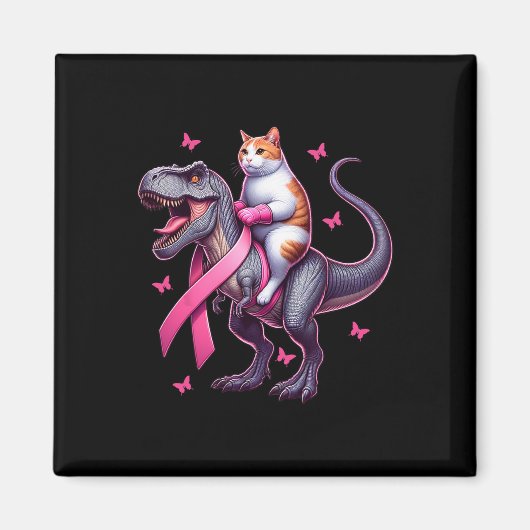 Reiten T Rex Dinosaurier. Brustkrebs-Bewusstsein Magnet (Vorne)
