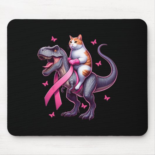 Reiten T Rex Dinosaurier. Brustkrebs-Bewusstsein Mousepad (Vorne)