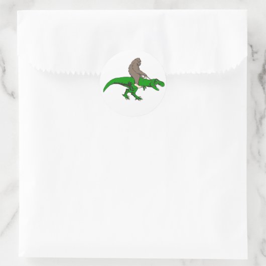 Reiten T Rex Runder Aufkleber (Tasche)