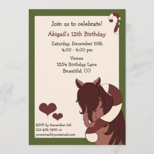 Reiten und Candy Cane Urlaub Geburtstag Einladung