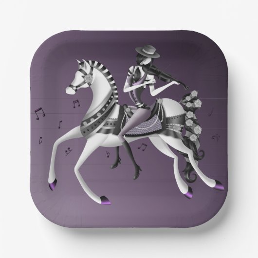 Reiten Violinist Paper Plate Pappteller (Vorderseite)